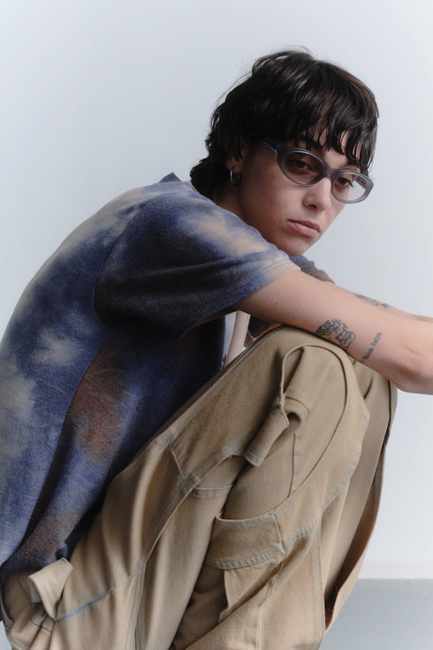CIRCLE CUT-OUT PANTS -RUSTED BEIGE-